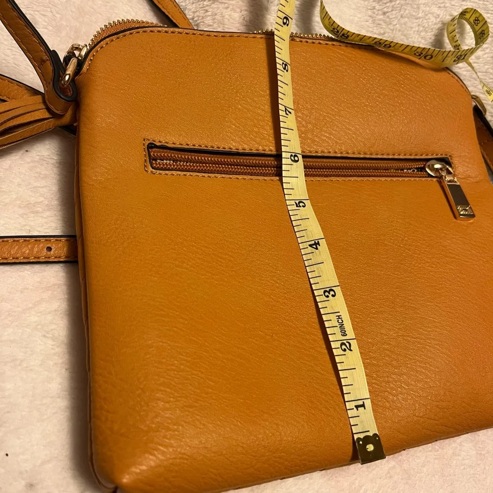 Mustard Yellow Dome Crossbody Bag with Dalmatian Lining
